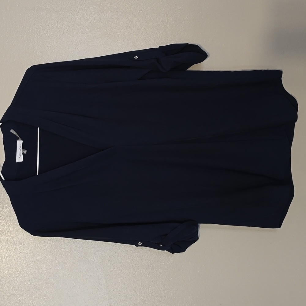 Calvin Klein Navy Blue Blouse‎ Womens Size XS